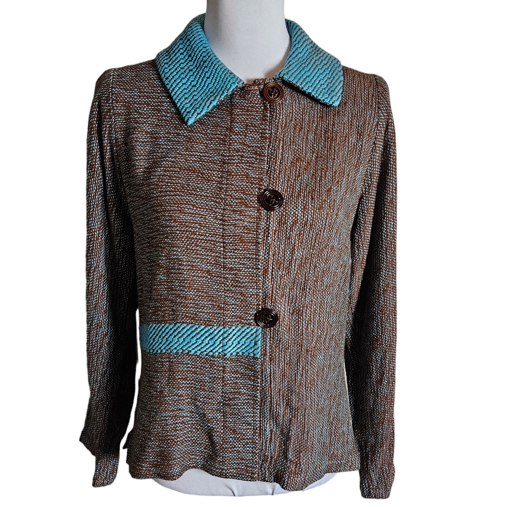 Dahlia Popovitz Handwoven Handmade Cardigan Sweater Sz Small ? Boutique Designer